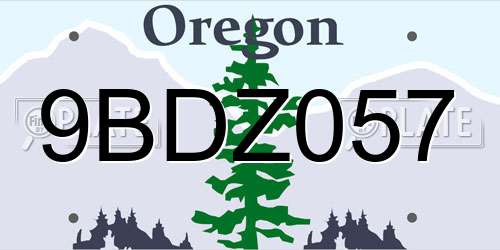 9BDZ057 Oregon License Plate