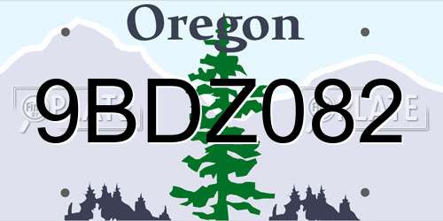 9BDZ082 Oregon License Plate