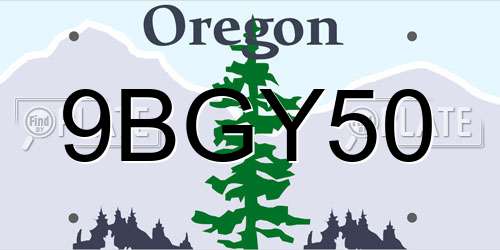 9BGY50 Oregon License Plate