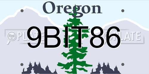 9BIT86 Oregon License Plate