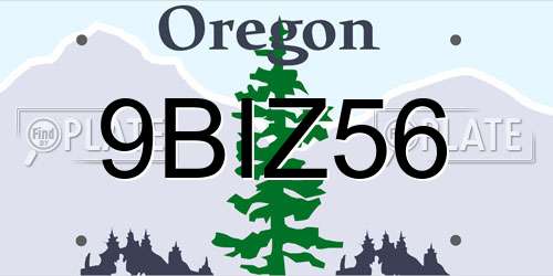 9BIZ56 Oregon License Plate