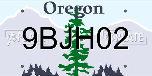 9BJH02 Oregon License Plate