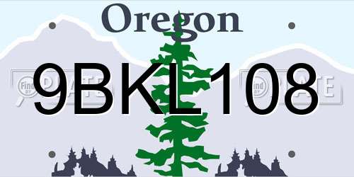9BKL108 Oregon License Plate