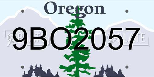 9BO2057 Oregon License Plate