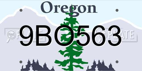 9BO563 Oregon License Plate
