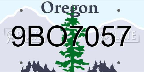 9BO7057 Oregon License Plate