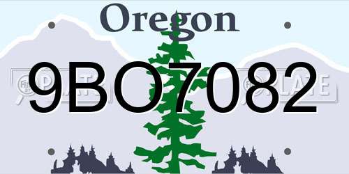 9BO7082 Oregon License Plate