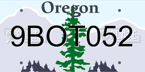 9BOT052 Oregon License Plate