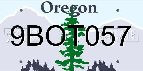 9BOT057 Oregon License Plate