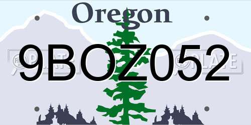 9BOZ052 Oregon License Plate