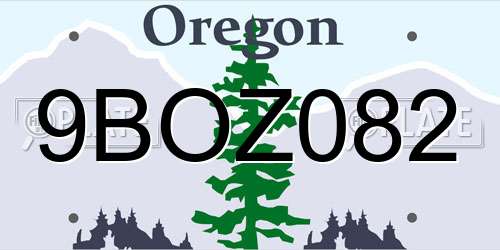 9BOZ082 Oregon License Plate