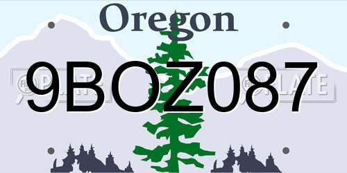 9BOZ087 Oregon License Plate