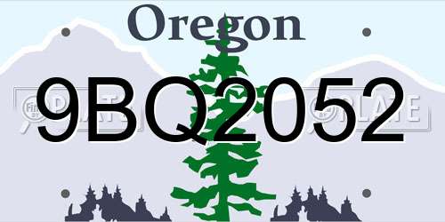 9BQ2052 Oregon License Plate
