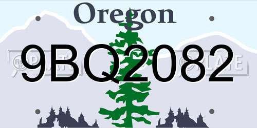 9BQ2082 Oregon License Plate