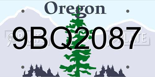 9BQ2087 Oregon License Plate