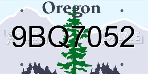 9BQ7052 Oregon License Plate