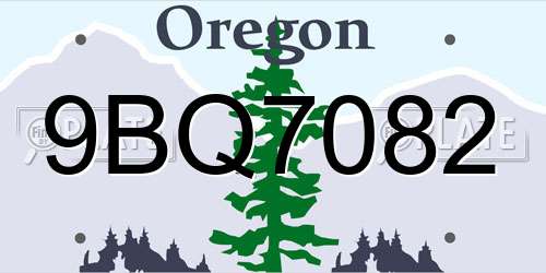9BQ7082 Oregon License Plate