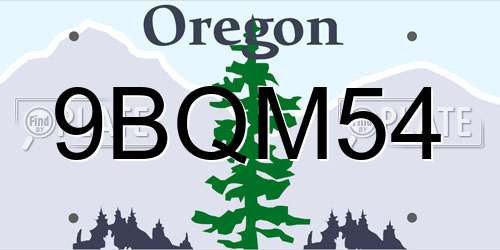 9BQM54 Oregon License Plate