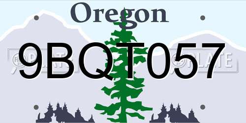 9BQT057 Oregon License Plate