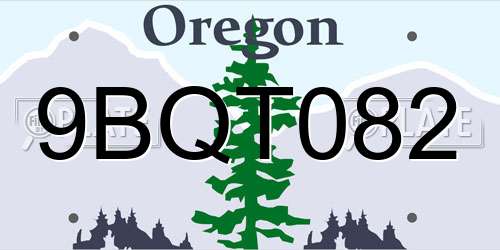 9BQT082 Oregon License Plate