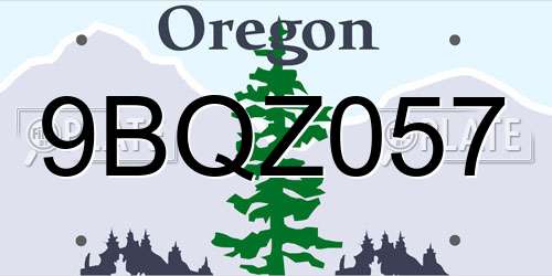 9BQZ057 Oregon License Plate