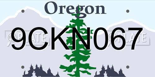 9CKN067 Oregon License Plate