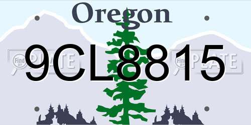 9CL8815 Oregon License Plate