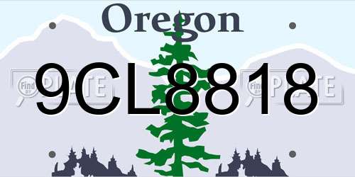 9CL8818 Oregon License Plate