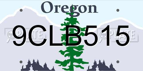 9CLB515 Oregon License Plate