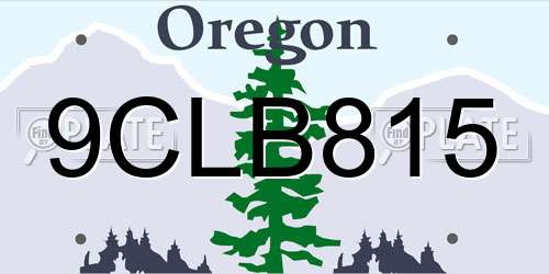 9CLB815 Oregon License Plate