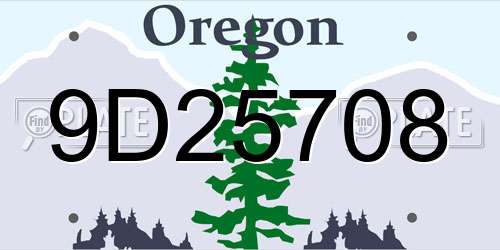 9D25708 Oregon License Plate