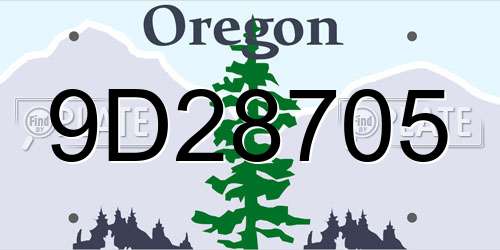 9D28705 Oregon License Plate