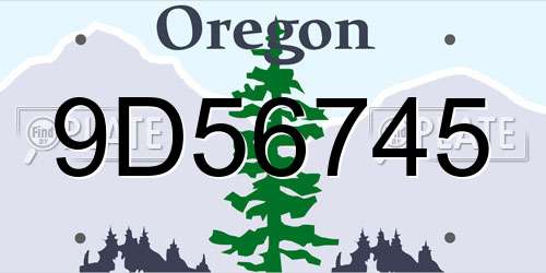 9D56745 Oregon License Plate