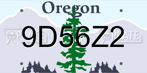 9D56Z2 Oregon License Plate
