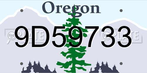 9D59733 Oregon License Plate