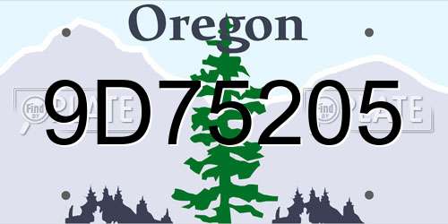 9D75205 Oregon License Plate
