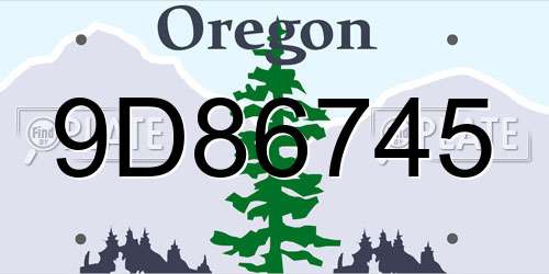9D86745 Oregon License Plate