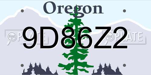 9D86Z2 Oregon License Plate