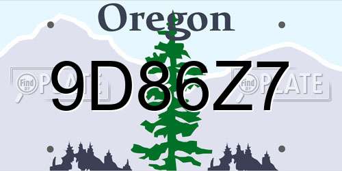 9D86Z7 Oregon License Plate