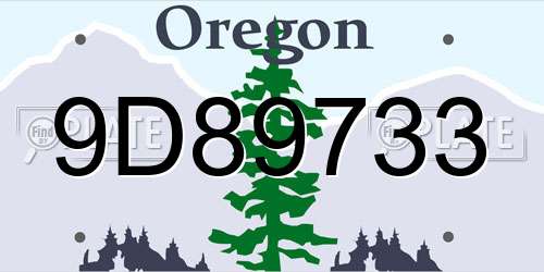 9D89733 Oregon License Plate