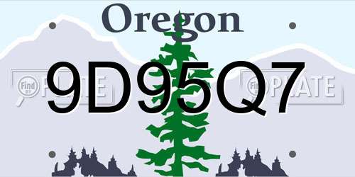 9D95Q7 Oregon License Plate