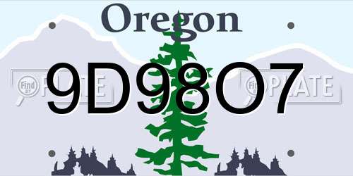 9D98O7 Oregon License Plate