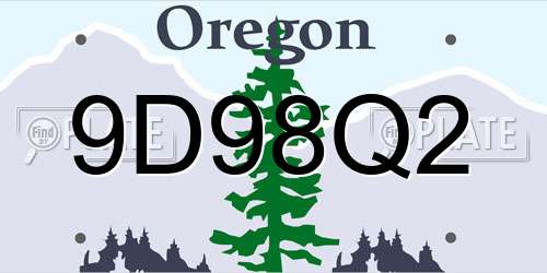 9D98Q2 Oregon License Plate