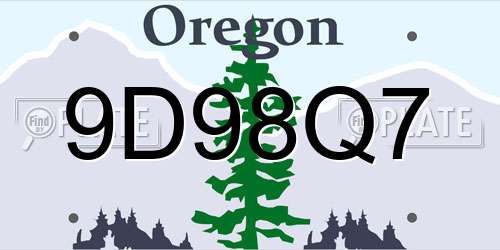 9D98Q7 Oregon License Plate