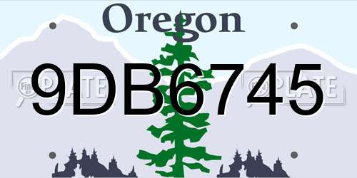 9DB6745 Oregon License Plate