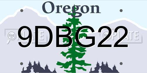 9DBG22 Oregon License Plate