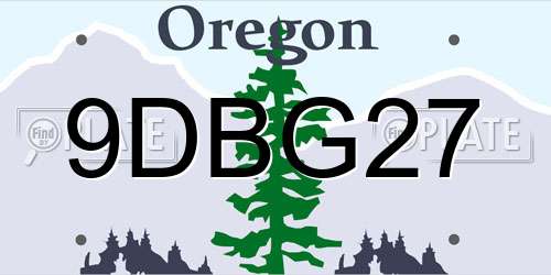 9DBG27 Oregon License Plate