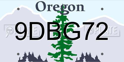 9DBG72 Oregon License Plate