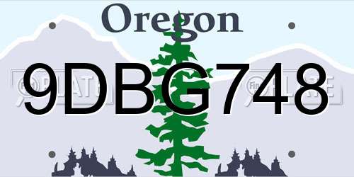 9DBG748 Oregon License Plate