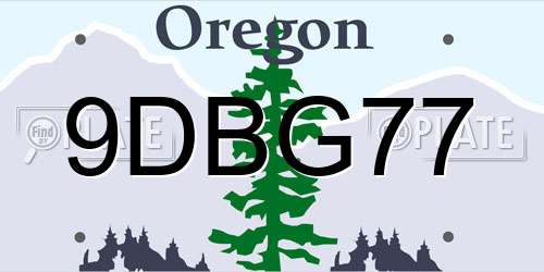 9DBG77 Oregon License Plate